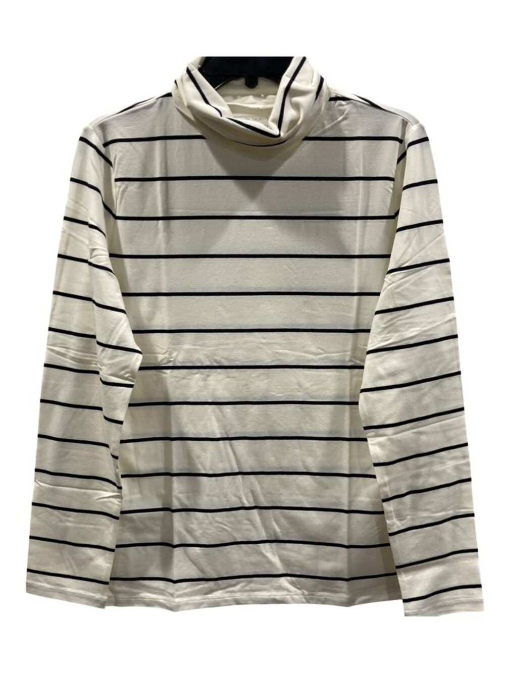 Talbots Cotton Blend Striped Turtle Neck Tee L Nautical Sailor Chic Whimsygoth